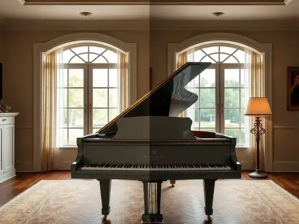 Before and after restoration of 1925 Steinway